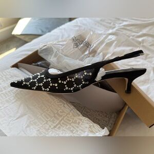 NWT Steve Madden Black Slingback Kari Heels Rhinestone